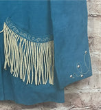 Rare Vintage Blue Suede Fringe Cowgirl Jacket L