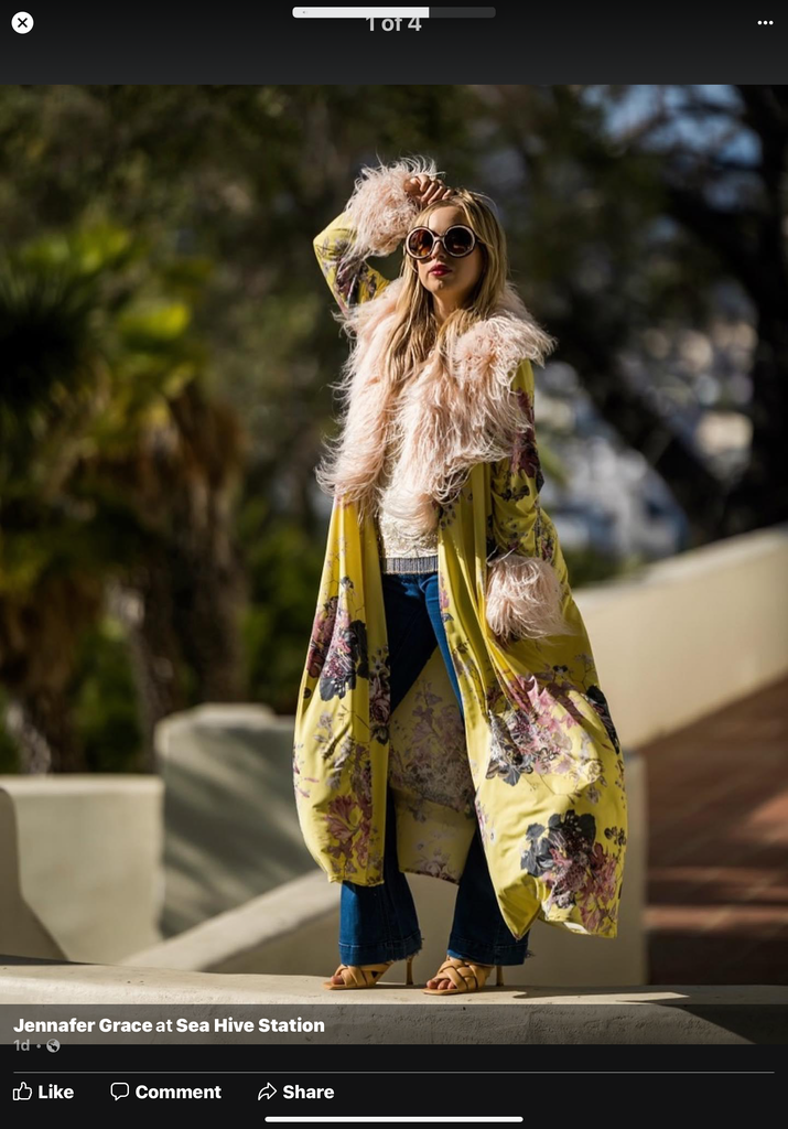 Sunny Floral Duster with Removable Faux Fur