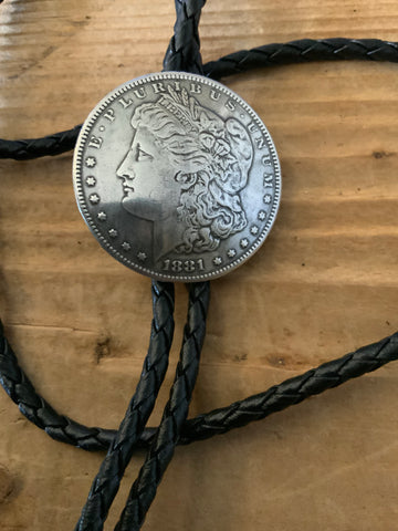 Antique Silver Dollar Bolo Tie