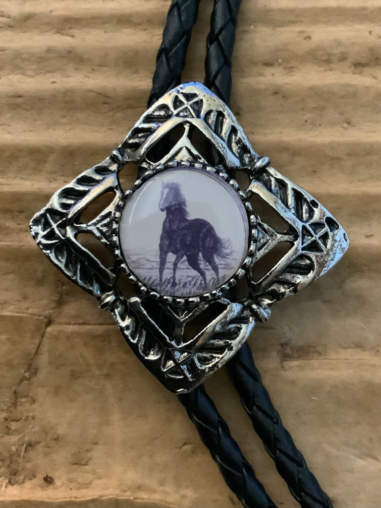 Sepia Horse in Engraved Frame Bolo Tie
