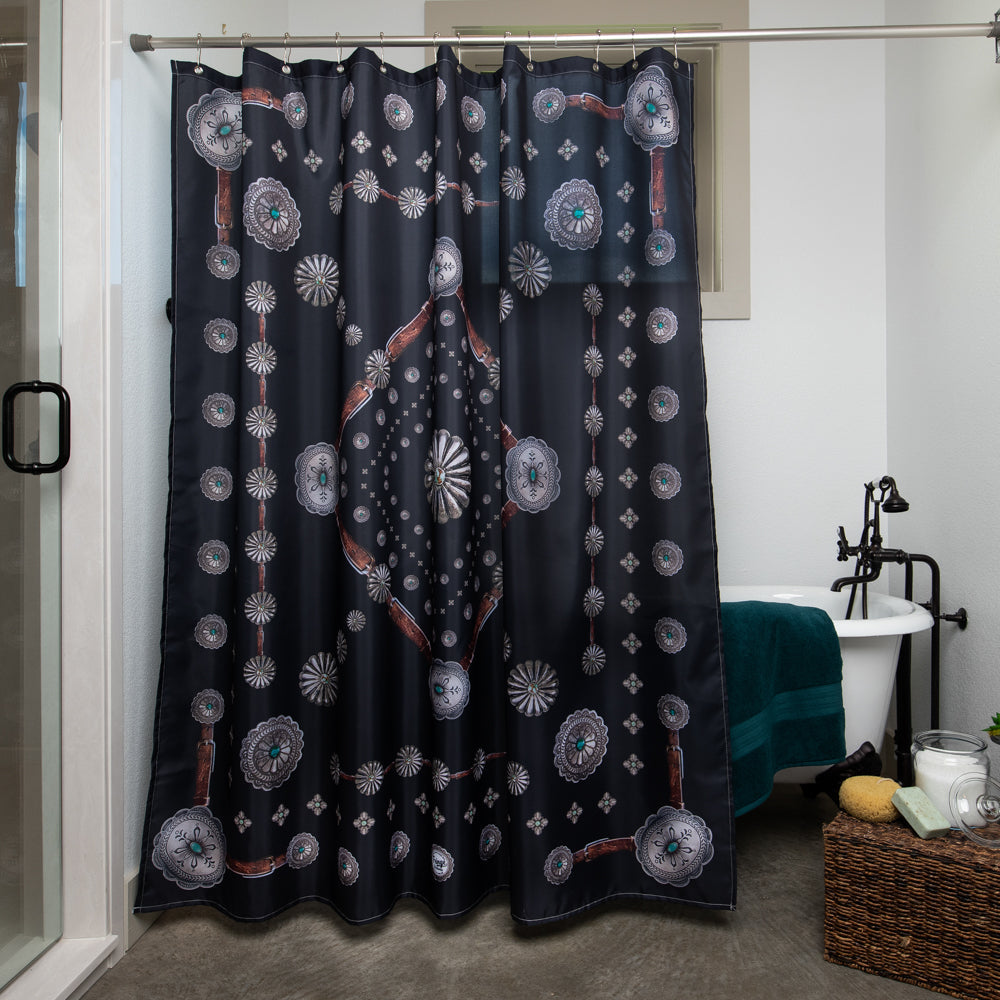 Flagstaff Shower Curtain Black Concho