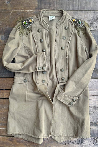 Jaded Gypsy Military Jacket Khaki Embellished!