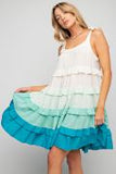 Flowy Sundress  Ocean Aqua White