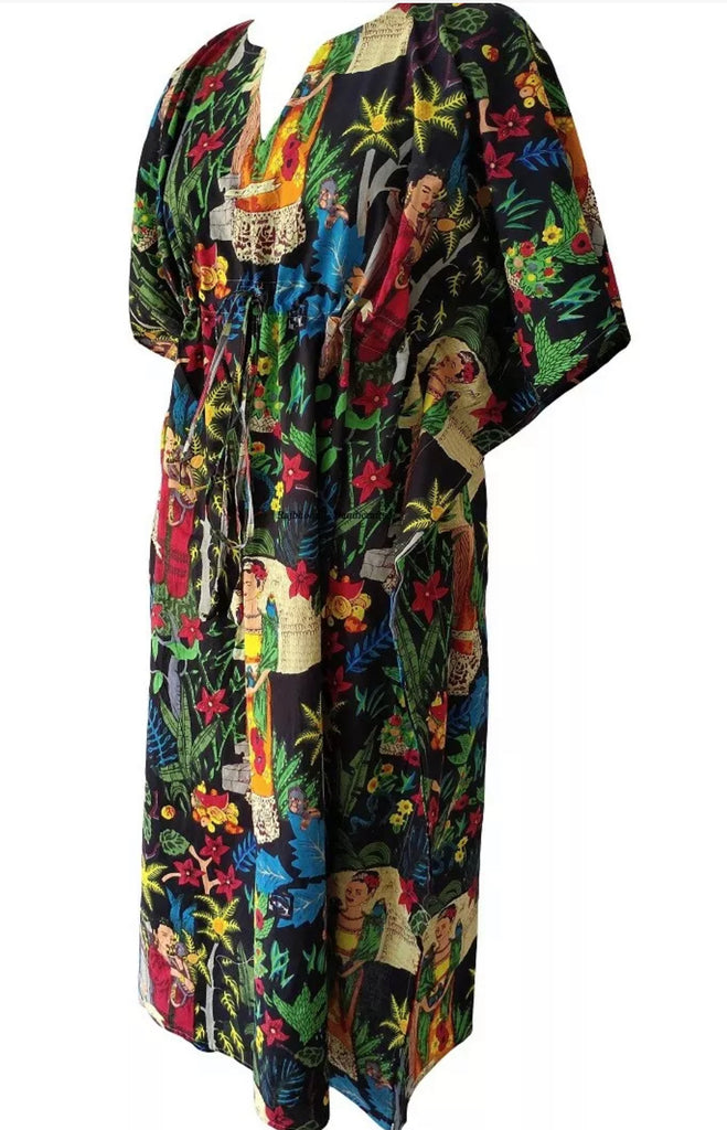 Frida Kahlo Cotton Caftan One Size