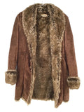 Vintage Suede Leather Faux Fur Lining Coat