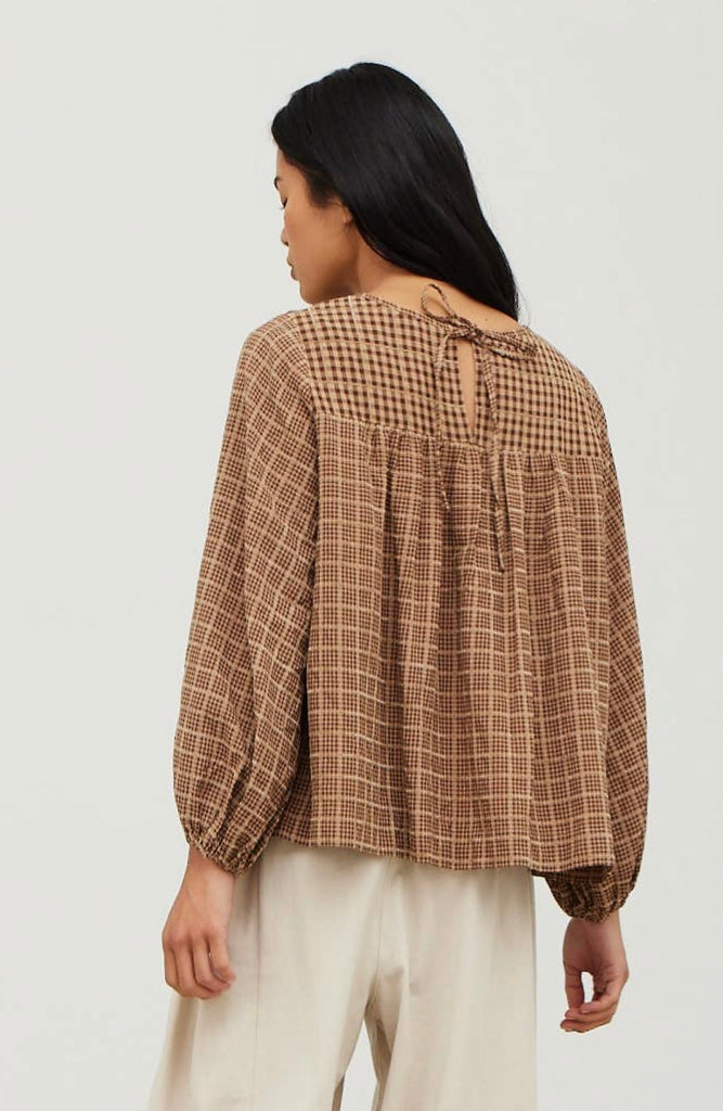 Brown Plaid Mixed Top