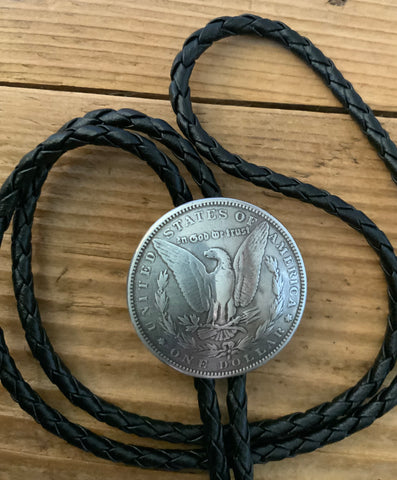Vintage Silver Dollar Backside Bolo Tie