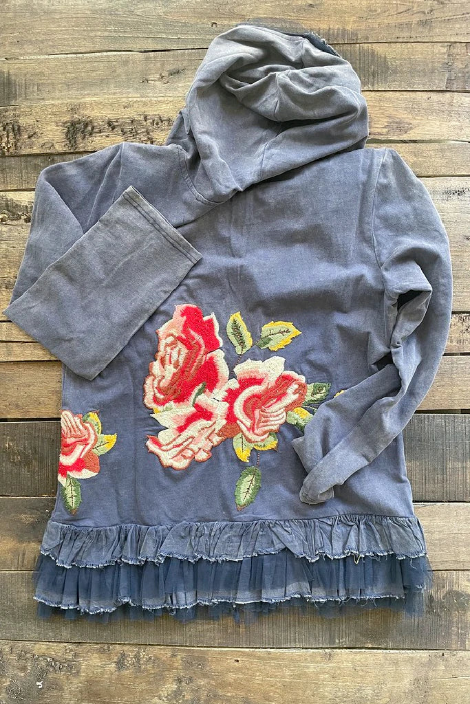 Rose Garden Navy Embroidered Jacket