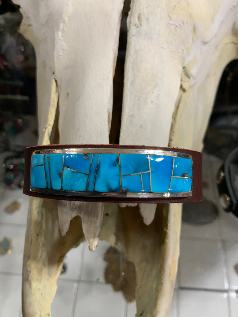 Men’s Turquoise Leather Strap Bracelet
