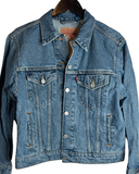 Distressed Denim Hand Beaded Navajo Design Jacket