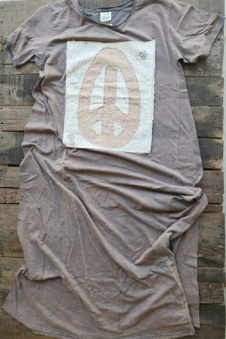 Tattered Tee Maxi Dress-Peace Sign