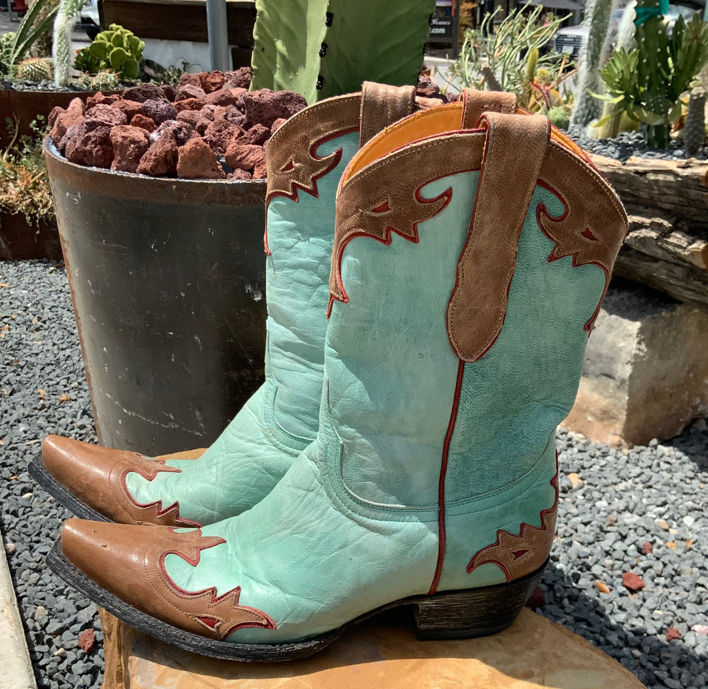Turquoise and Brown Boots 8.5M EUC