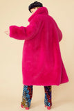 Pink Knitted Bamboo Faux Fur Coat PREORDER