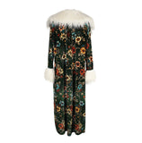 Penny Pine Green Blossom Faux Fur Coat