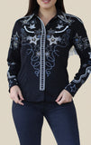 Black Shirt Embroidered Full Fringe on Sleeves and Back!