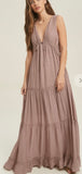 TIERED RUFFLE DETAIL MAXI DRESS WITH DRAWSTRING