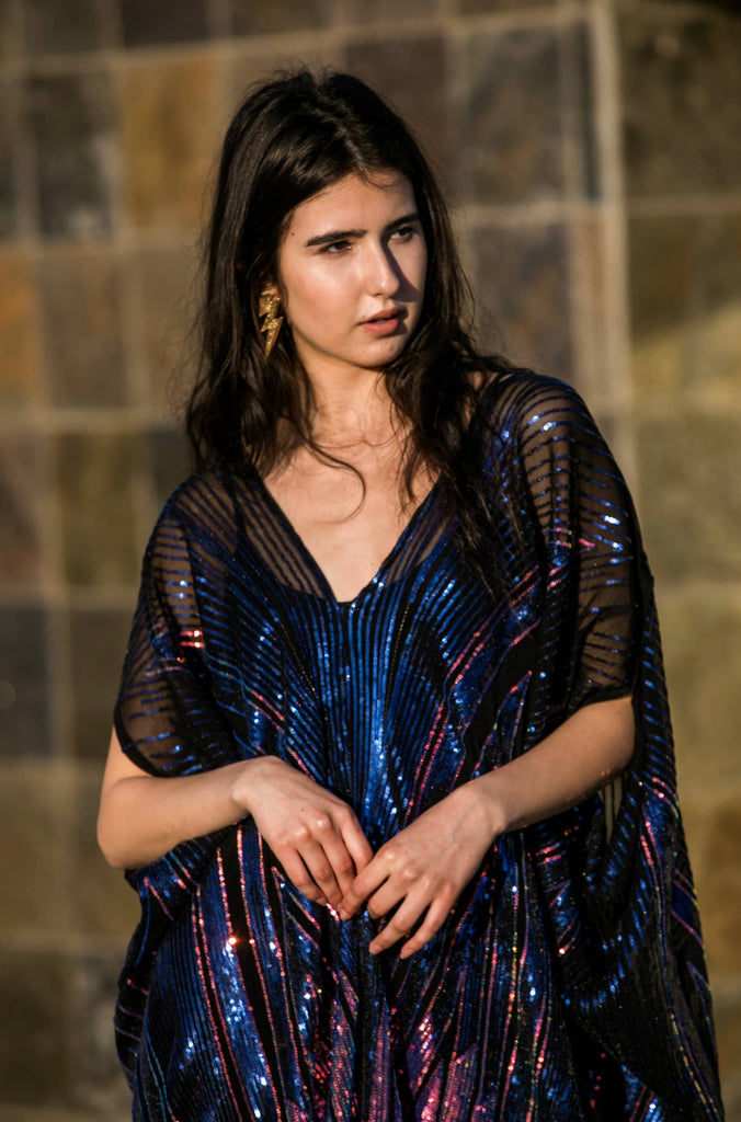 Midnight Lotus Sequin Caftan