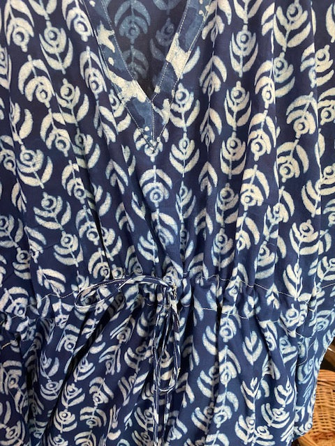 Batik Blue Cotton Caftan