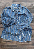 Blue Striped Distressed Star Dreamer Shirt One Size