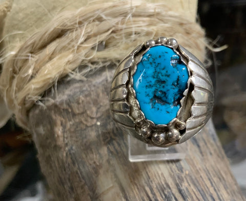Men’s SS Oval Kingman Turquoise Ring
