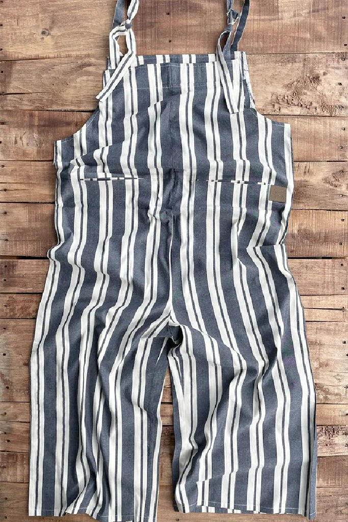 Out From Under Striped Overalls - Azul