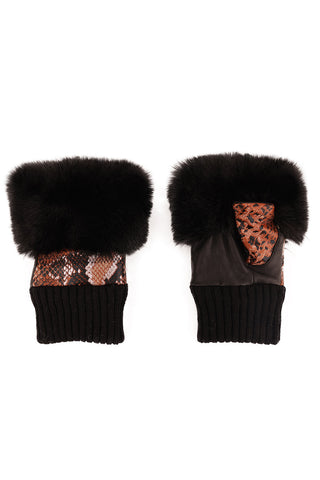 Fingerless Gloves Faux Fur Text