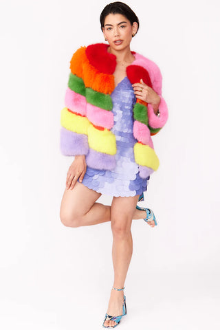 Lady Gaga Rainbow Striped Coat Jacket