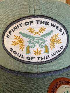 Aqua Spirit of the West Soul of the Wild Flat Brim Hat Cap with Pistols