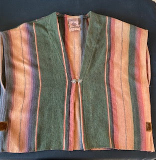 VIntage Serape Hip Length Desert Tone Vest  with Velvet Patchwork