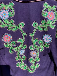 Rickrageous Custom Purple Pearl Snap Wool Gab Shirt Swarovski Crystals