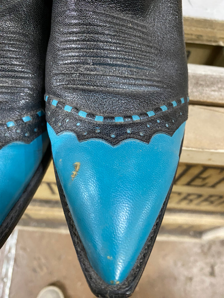 Mahan Turquoise and Black Boots 7.5