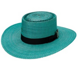Turquoise Guardian Straw Hat with Butterfly Pin