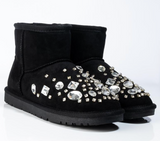 Cheyenne Black Ugg Like Boots with Bling