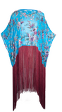 Turquoise Peacock Burnout Top Velvet with 16