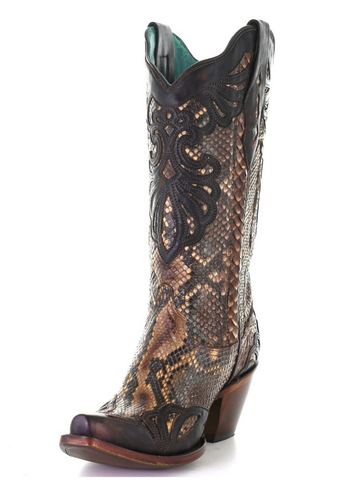 Corral Python Inlay Boots 6.5M with Overlays