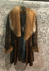 Kippys Lamb Leather Coat with Fox Fur Collar and Cuffs S