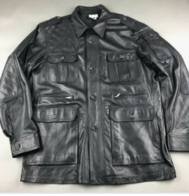 Kippys Men's Black Lamb Leather Safari Jacket Size 44