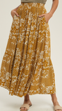Paisley Bandana Long Skirt Mustard or Denim Pockets!