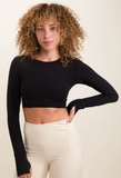 Cropped Long-Sleeve Top With Tie-Back