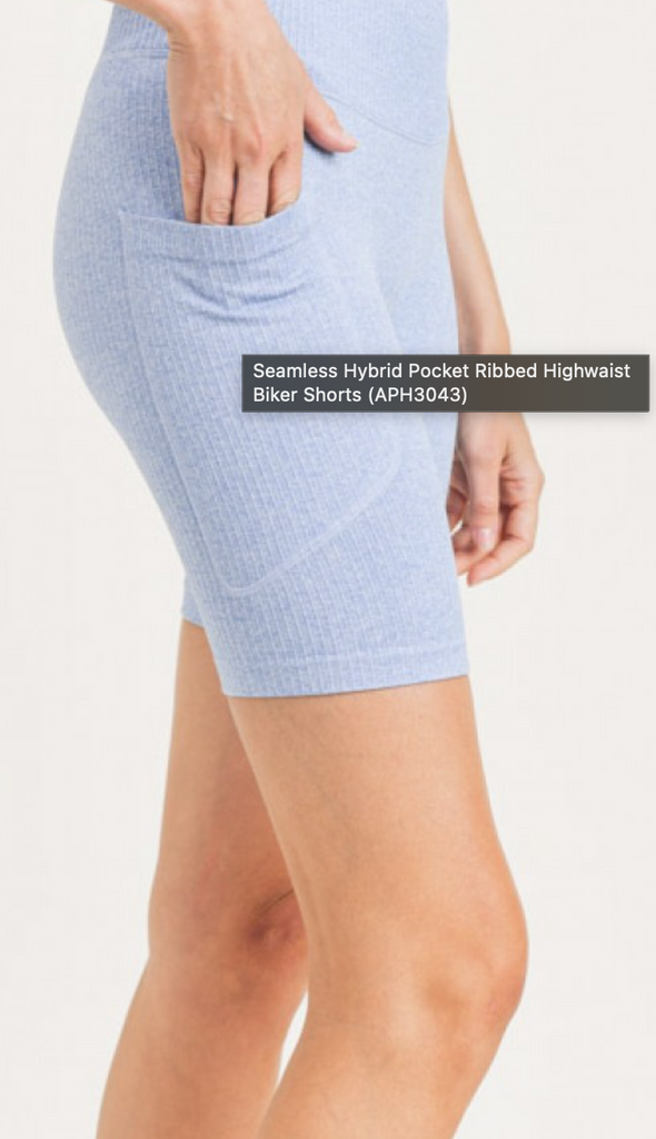 Seamless Hybrid Pocket Ribbed Highwaist Biker Shorts