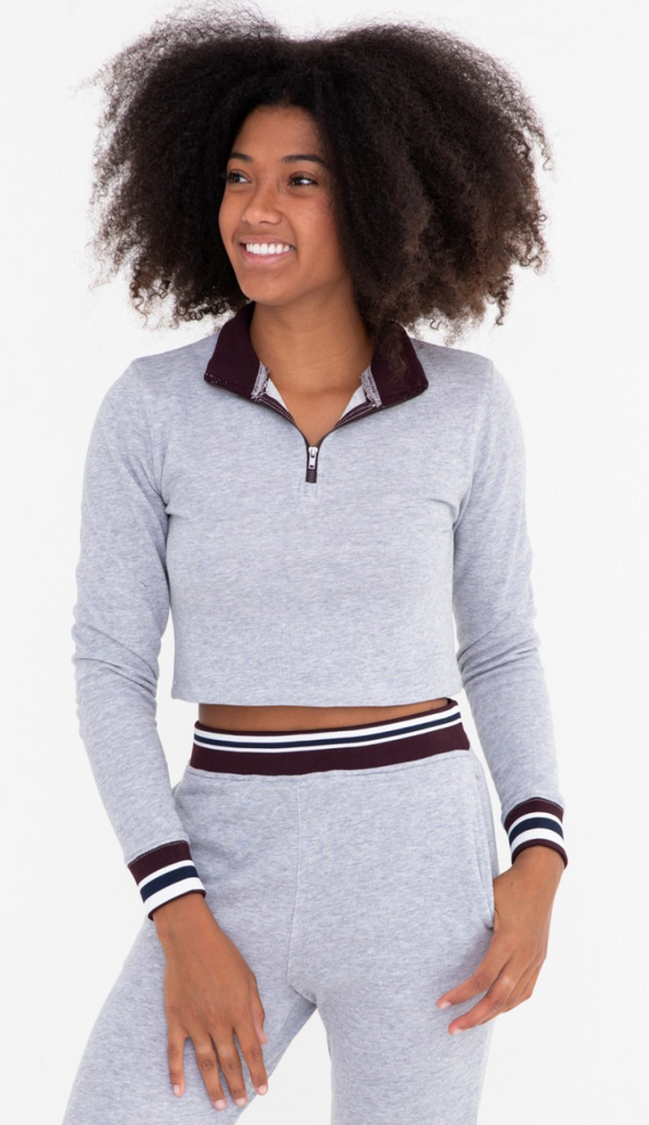 Cropped Varsity Stripe Long Sleeve Top