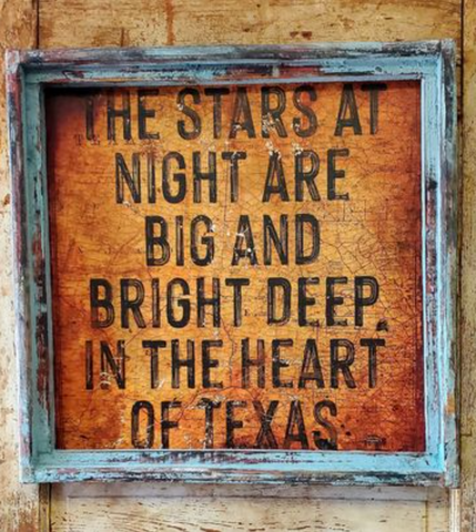 Artwork Stars at Night on Vintage Texas Map