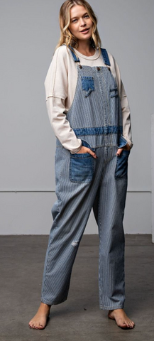 Railroad Stripe Overalls