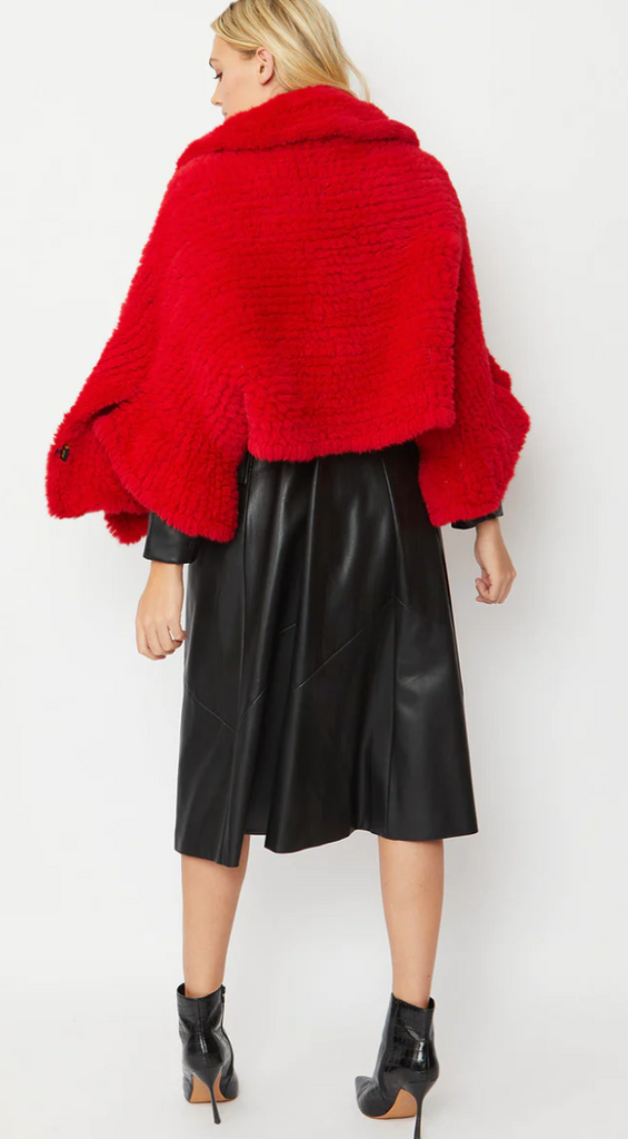 Red Faux Knit Fur Cape One Size!