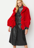 Red Faux Knit Fur Cape One Size!