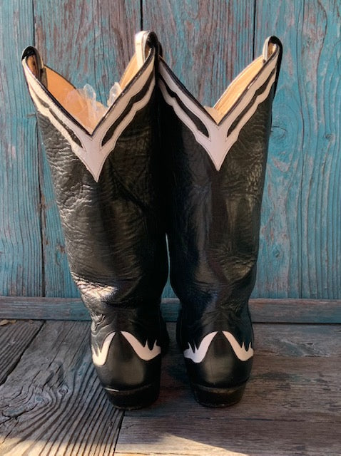 Inlay Black and White Vintage Maihan Boots 9B