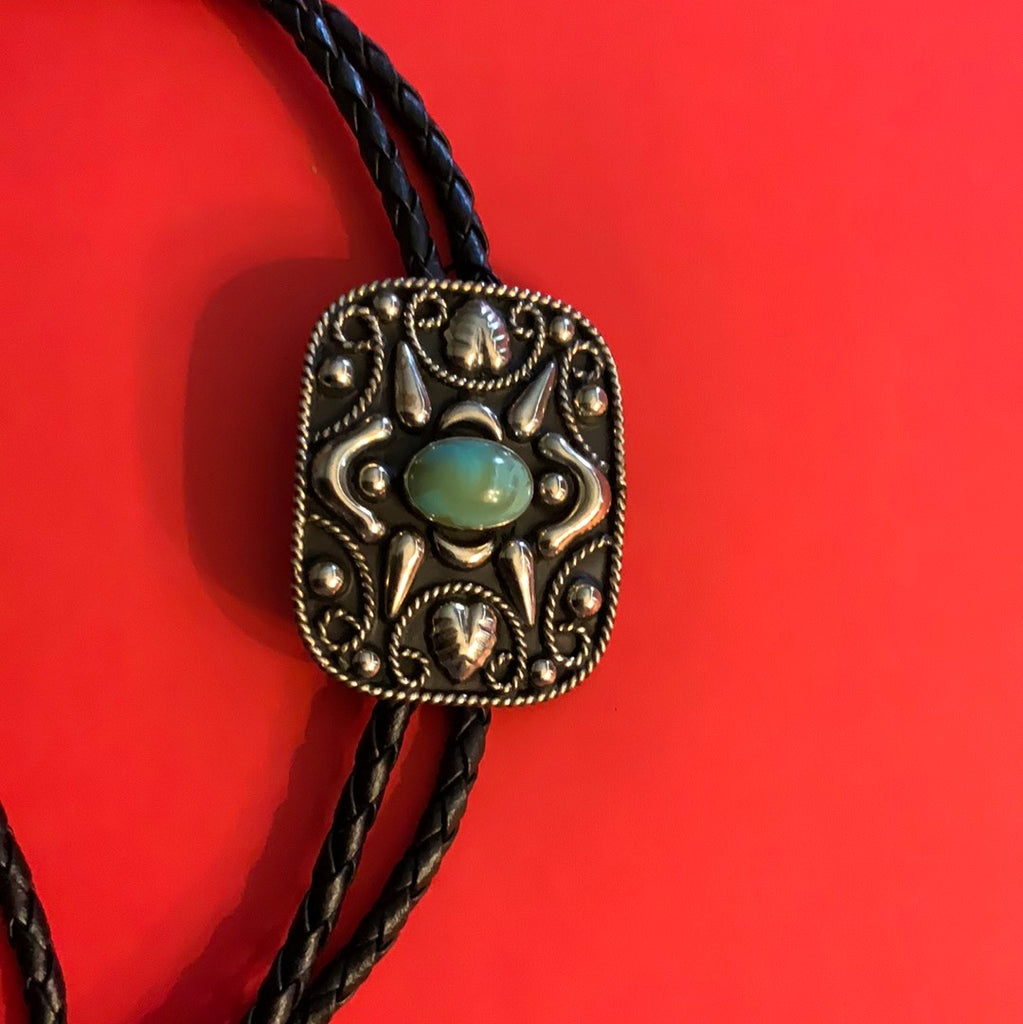 Bolo Tie Rectangle Detailed Turquoise