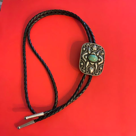 Bolo Tie Rectangle Detailed Turquoise